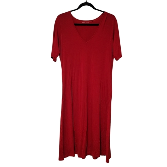 Universal Standard Poise Red V-neck Zipper Pocket Comfy Midi Dress Size XS 10/12 - Picture 11 of 12
